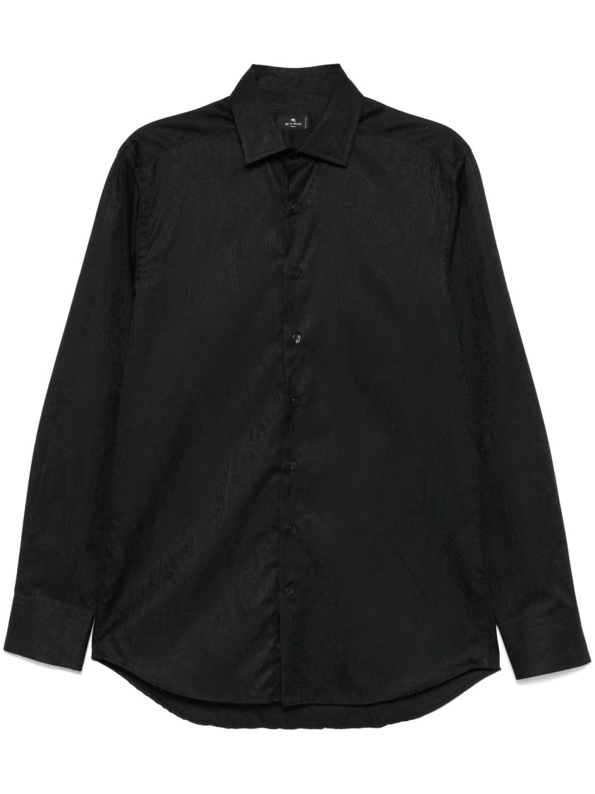 Etro Roma Long-Sleeve Black Paisley Jacquard Shirt