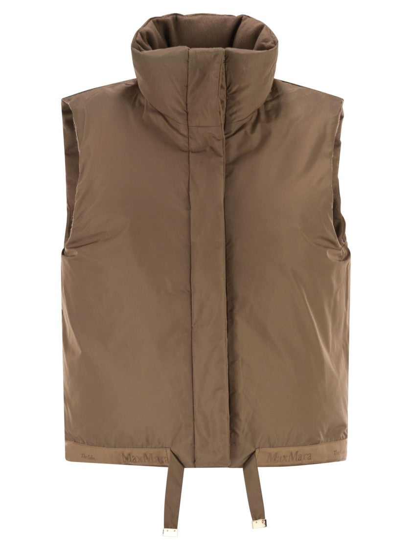 Max Mara Dioniso Reversible Padded Waistcoat In Camel