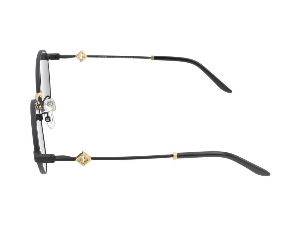 Maison Fendi Round Black Gold Accent Sunglasses