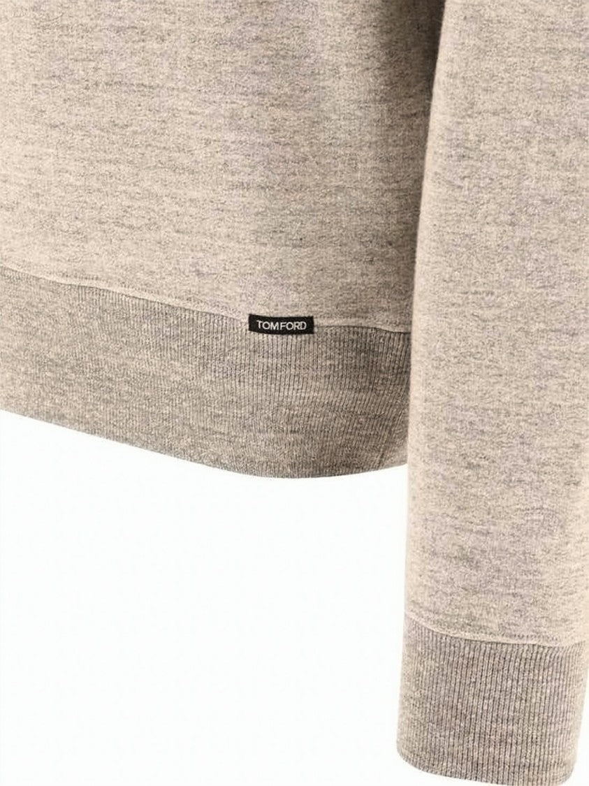 Tom Ford Subtle Heathered Long-Sleeve Top With Ribbed Details