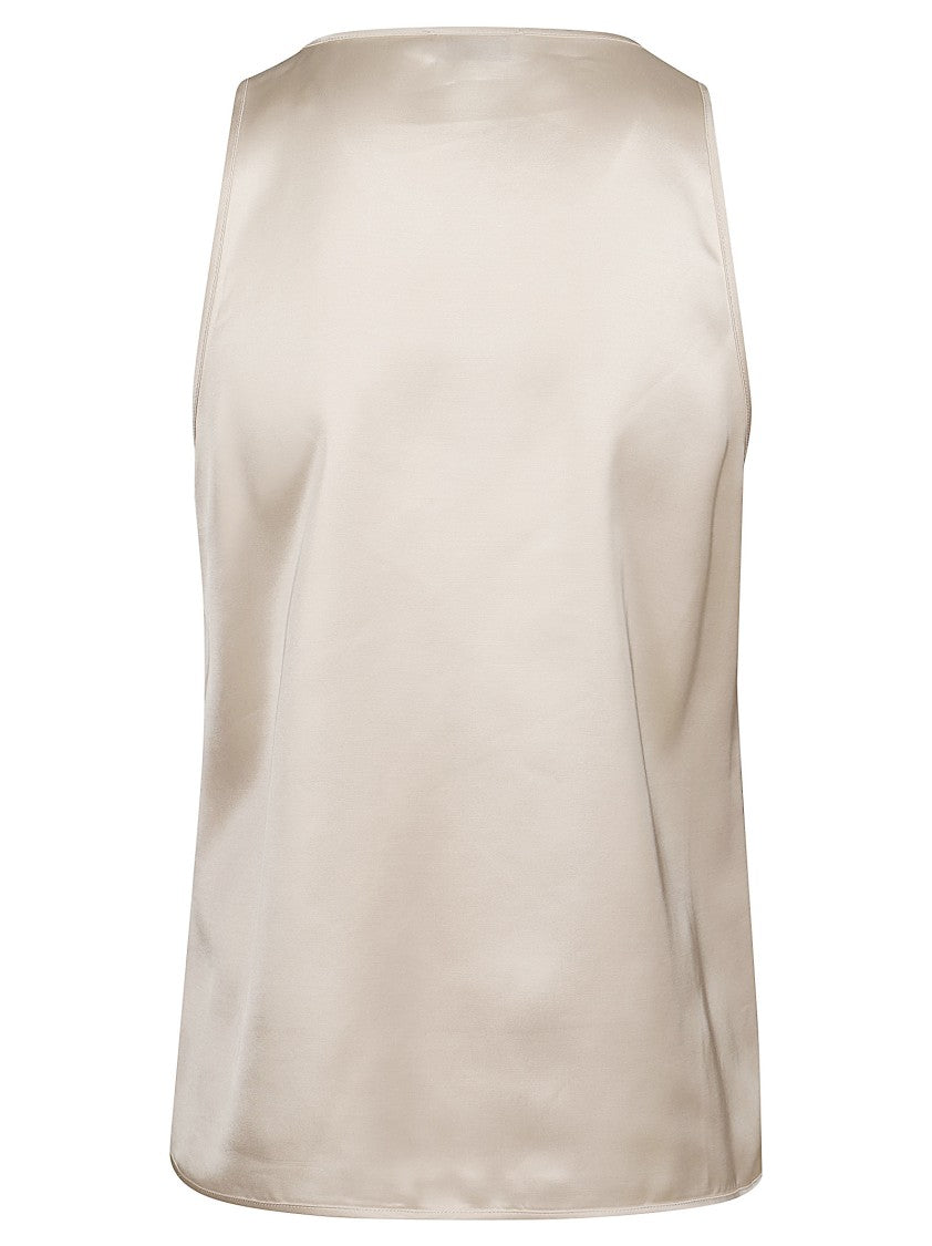 Peserico Satin Viscose Top With Light-Reflecting Neckline Detail