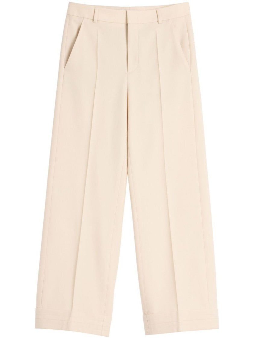 Valentino Tailored Wide-Leg Pants With Pleated Front