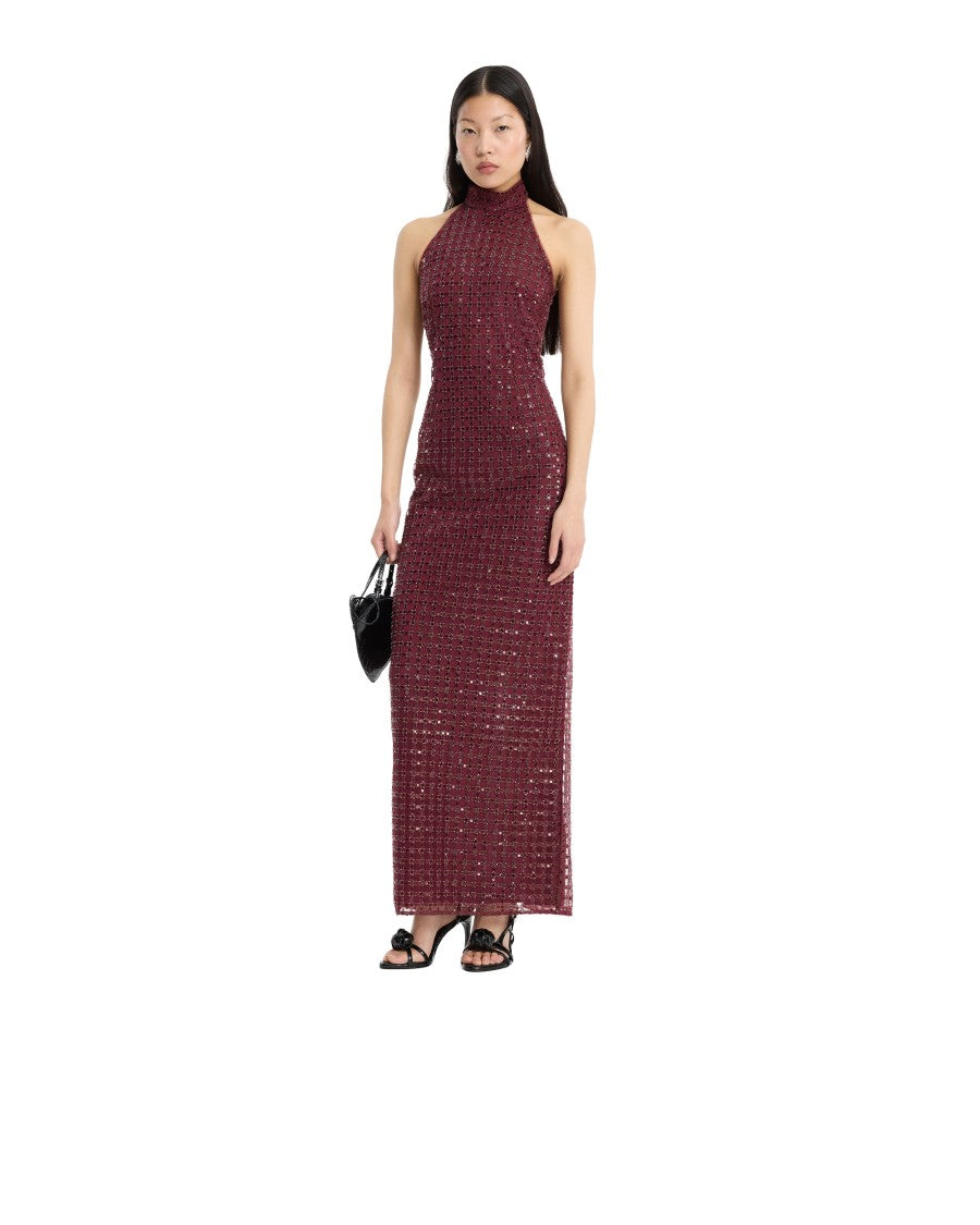 Rotate Intricate Beaded Maxi Dress With Halter Neckline