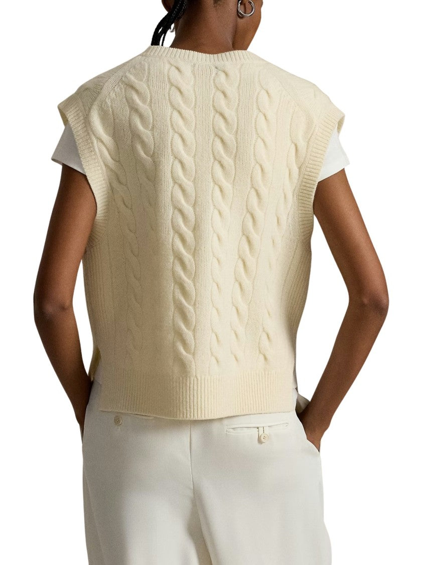 Polo Ralph Lauren Cable Knit Deep V-Neck Sleeveless Pullover