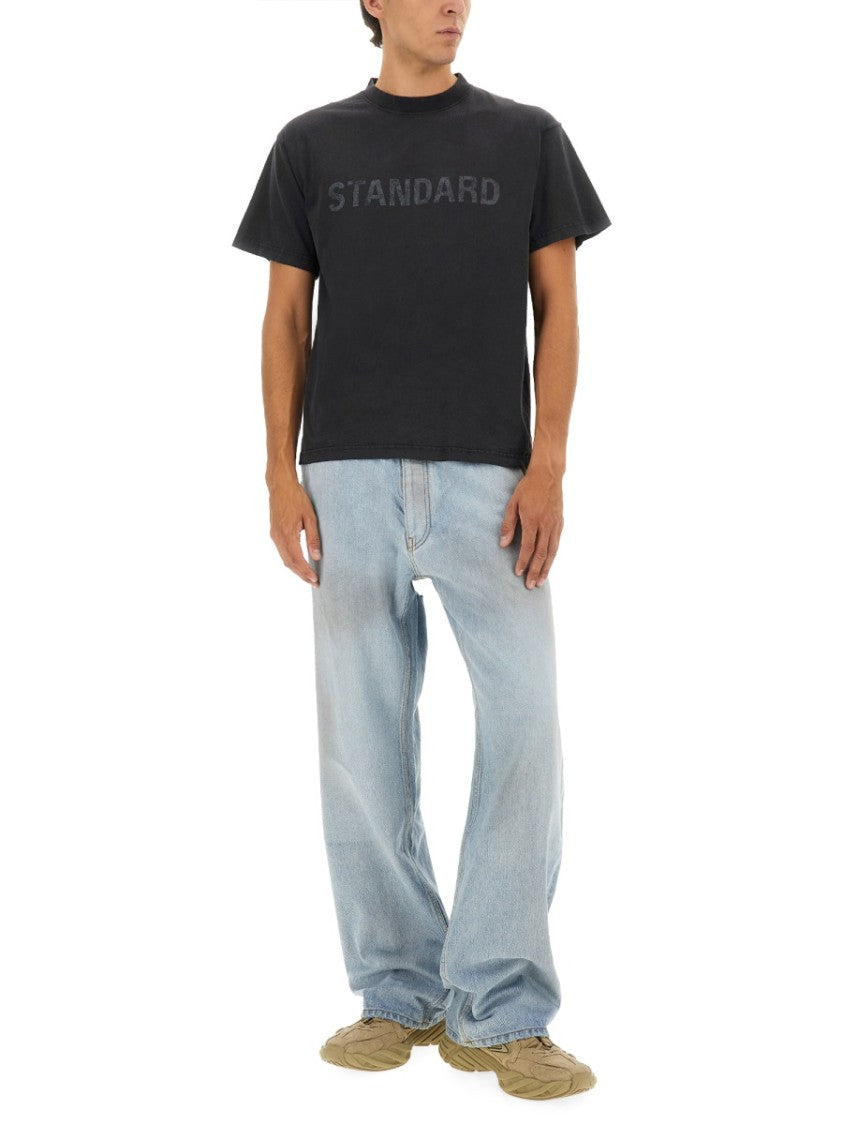 Balenciaga Black Boxy Faded Print Cotton T-Shirt