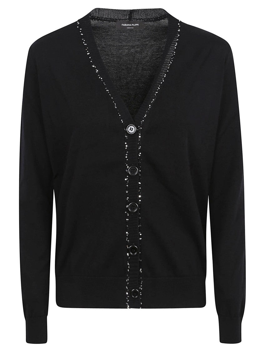 Fabiana Filippi V-Neck Cardigan With Embellished Neckline