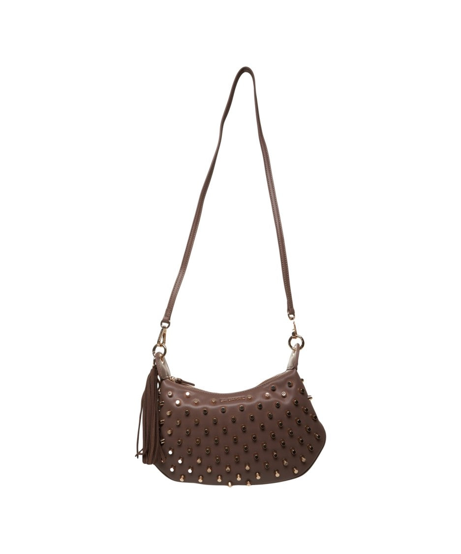 La Carrie Shoulder Bag In Smooth Faux Leather With Metallic Studs