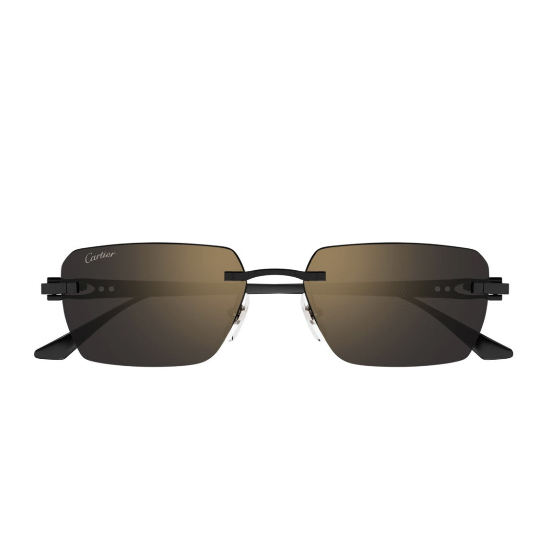 Cartier Rimless Rectangular Sunglasses With Black Titanium Temples