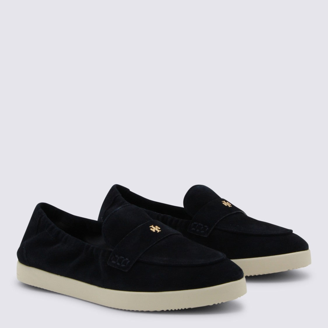 Tory Burch Moccasin-Inspired Suede Flats With Gold Emblem