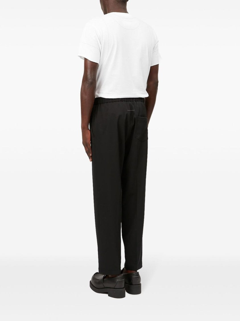 Mm6 By Maison Margiela Mid-Rise Black Trousers With Pleat Detailing And Tailored Cut