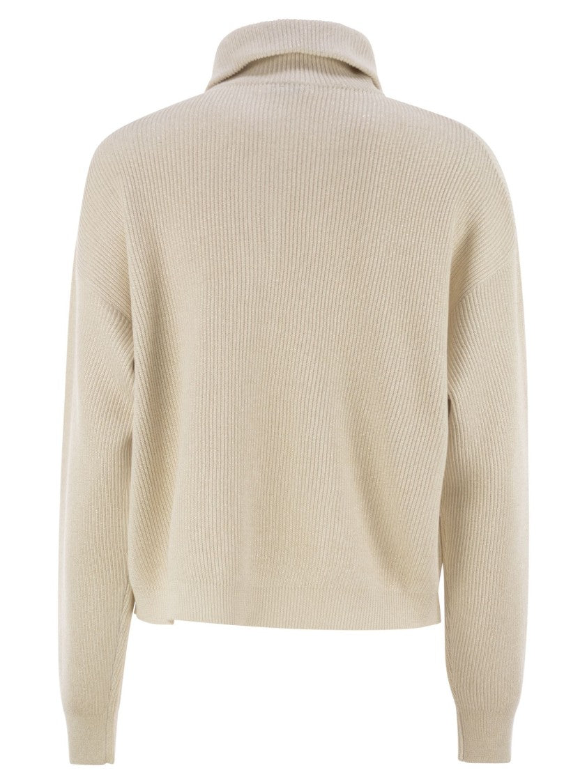 Brunello Cucinelli Cotton And Viscose Rib Knit High Collar