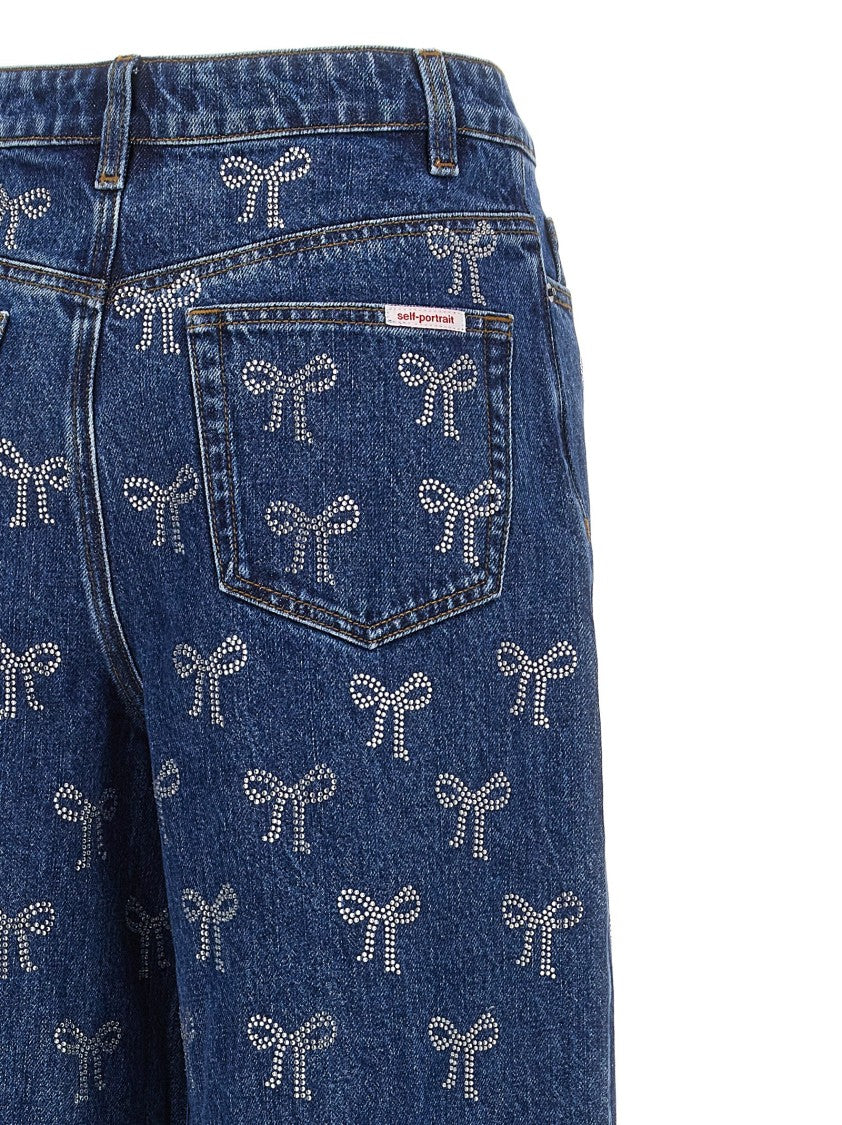 Self-Portrait 'Rhinestone Bow' Jeans