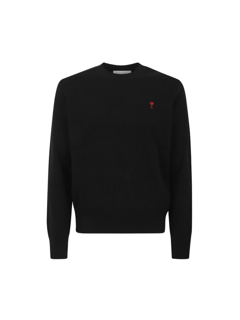Ami Paris Black Wool Knit Sweater