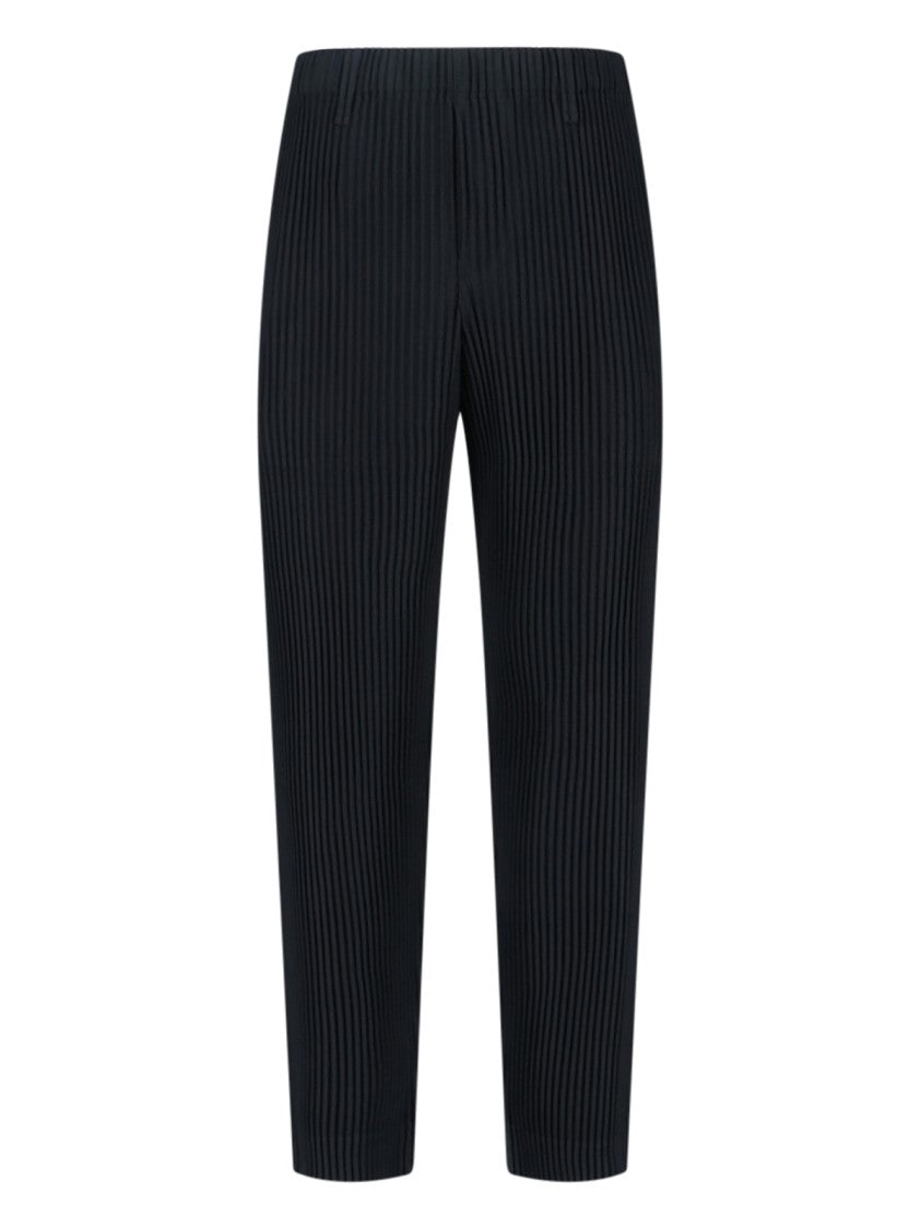 Homme Plissé Issey Miyake Pleated Black Trousers With Elastic Waistband
