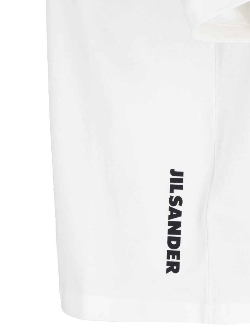Jil Sander White Crewneck Side Logo Cotton T-Shirt