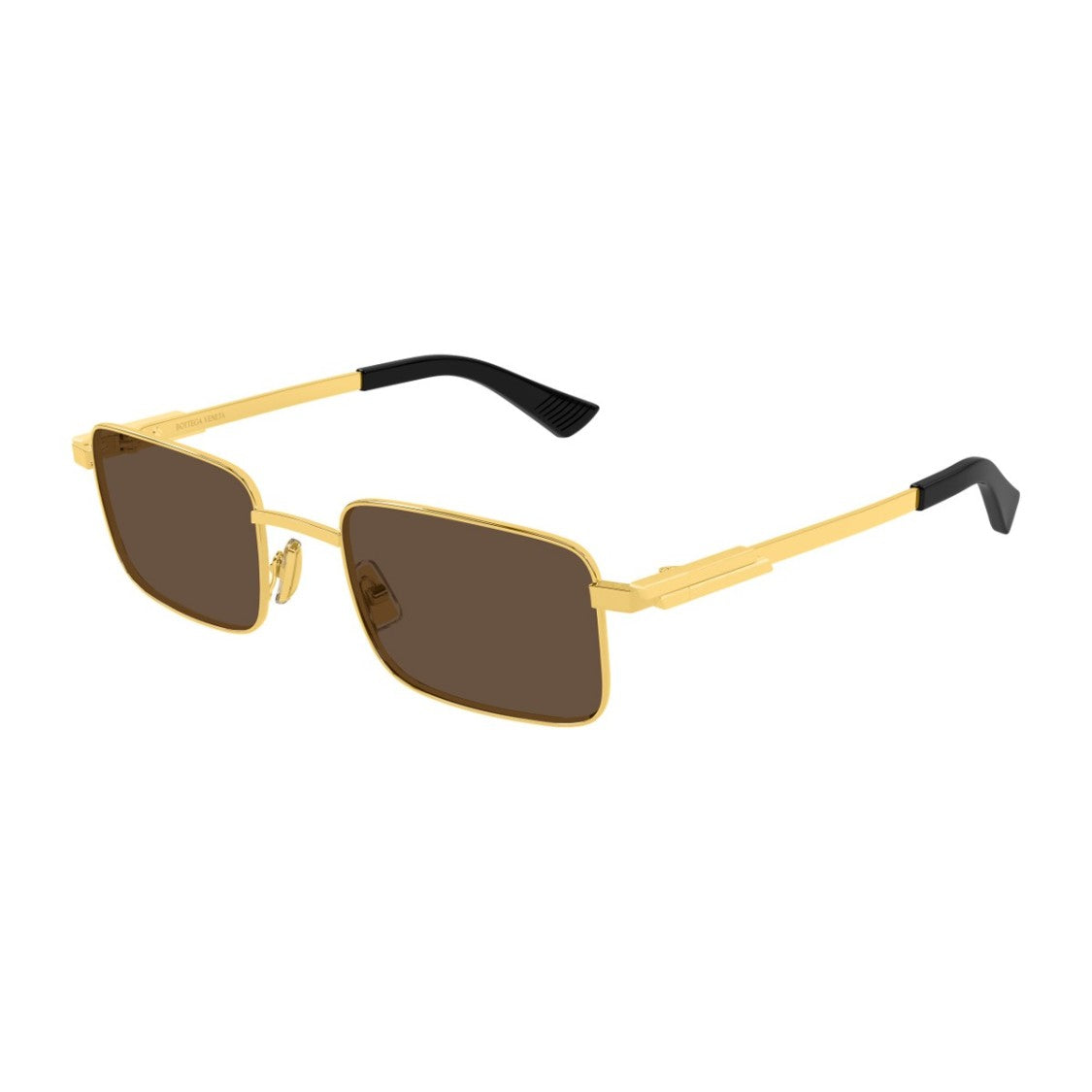 Bottega Veneta Gold Linea Ribbon Metal Rectangular Sunglasses