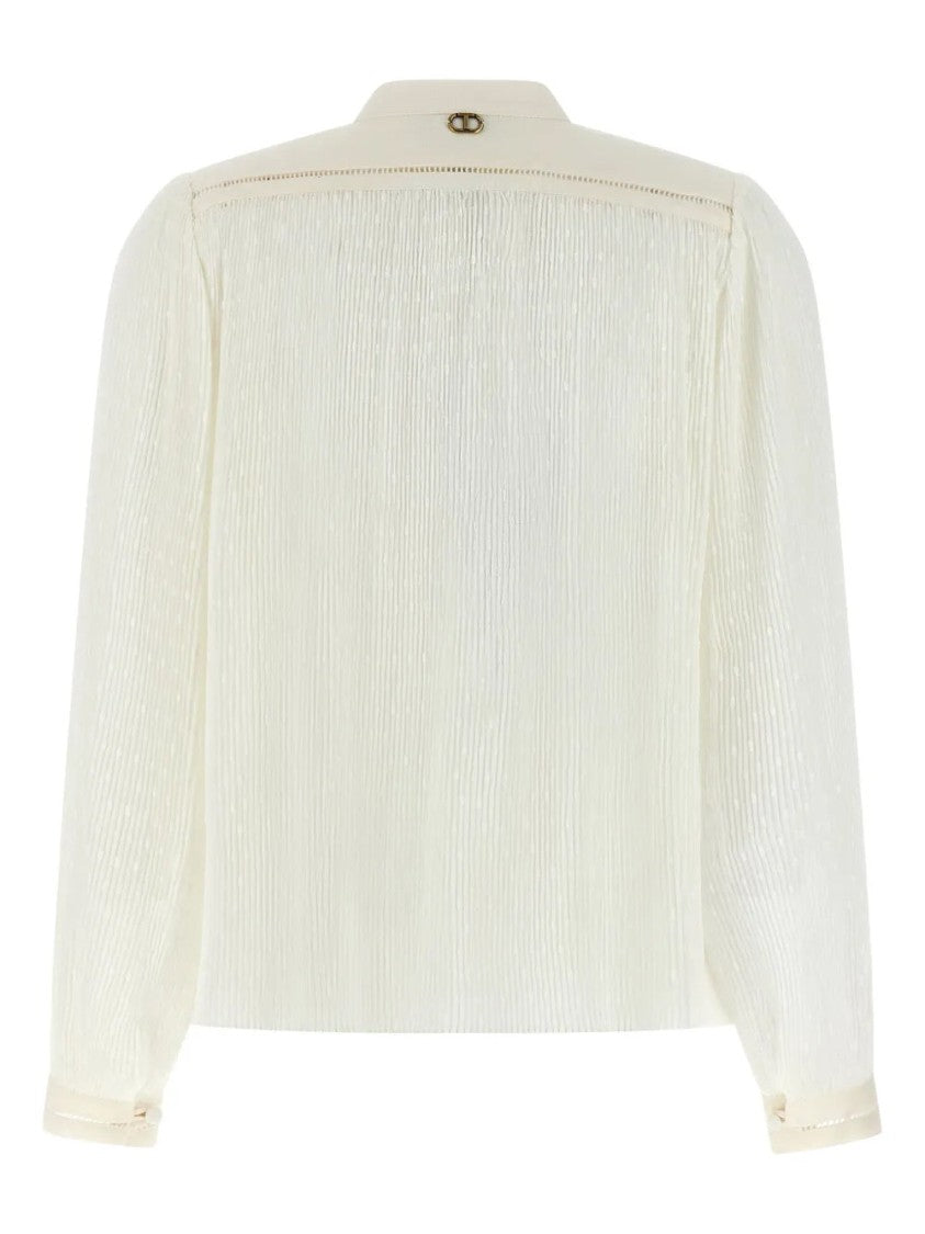 Twin-Set Textured Georgette Blouse With High Neckline