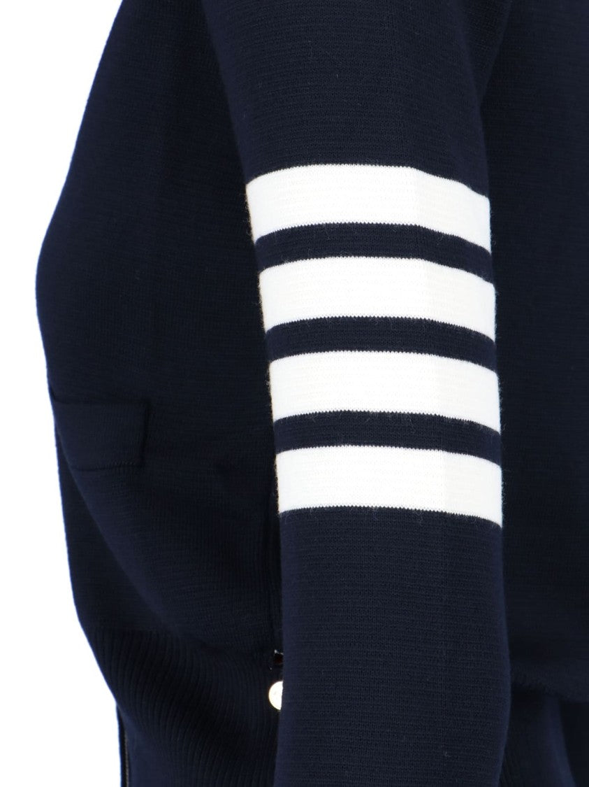 Thom Browne Blue 4-Bar V-Neck Virgin Wool Cardigan