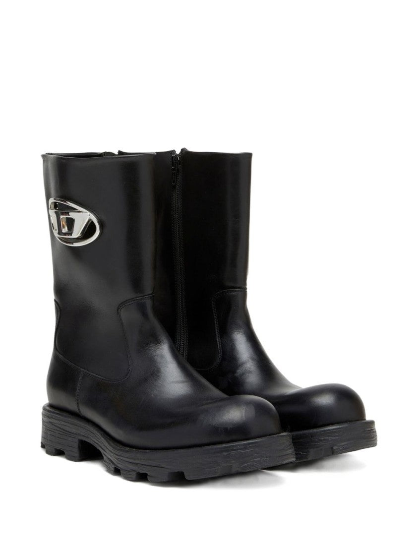 Diesel Mid-Calf Boots With Chunky Sole And Logo Detail