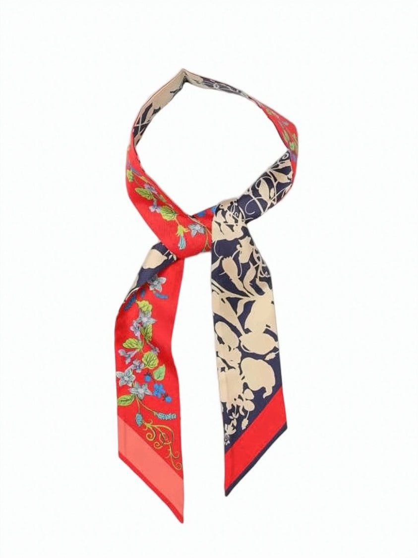 Salvatore Ferragamo Long Silk Scarf With Floral Pattern