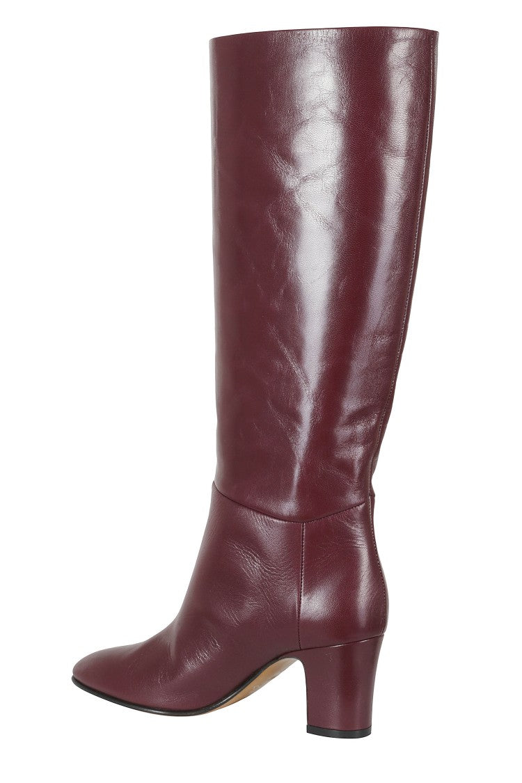 Alberta Ferretti Bordeaux High Shaft Leather Sole Leather Boots