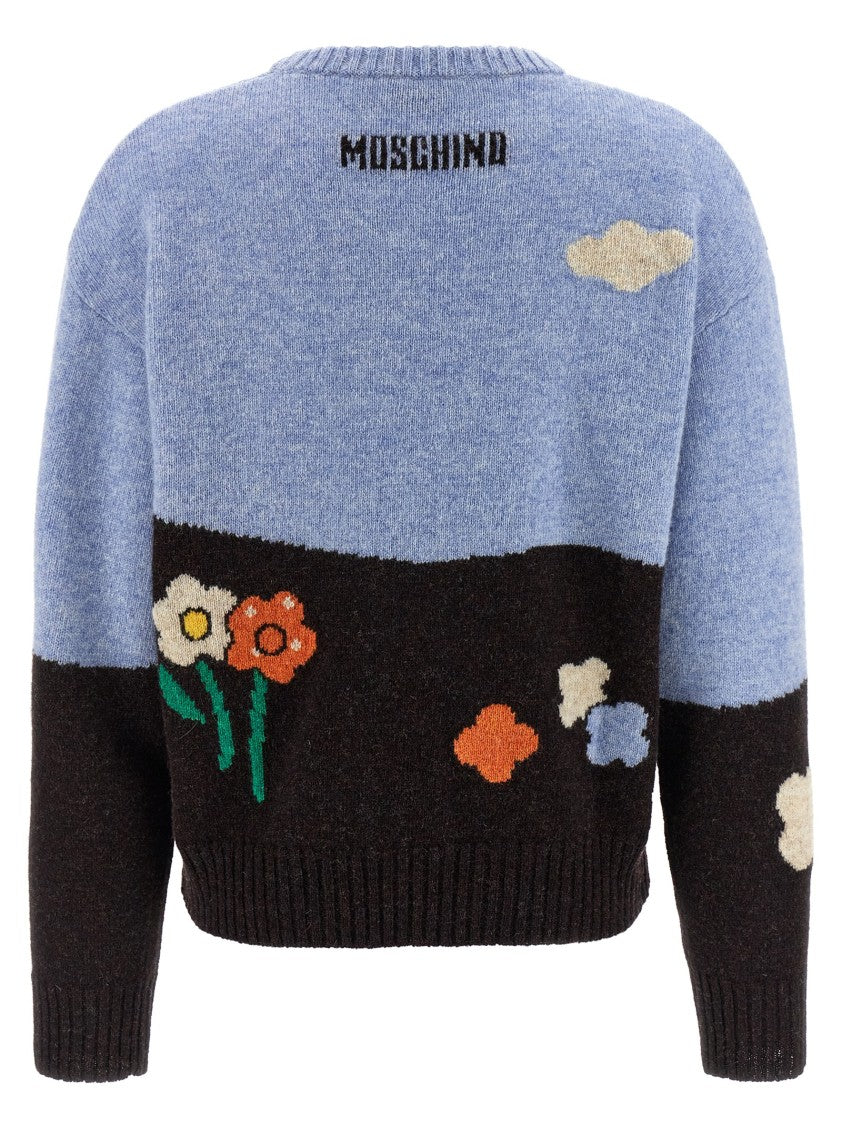 Moschino Shetland Wool Sweater With Landscape Intarsia