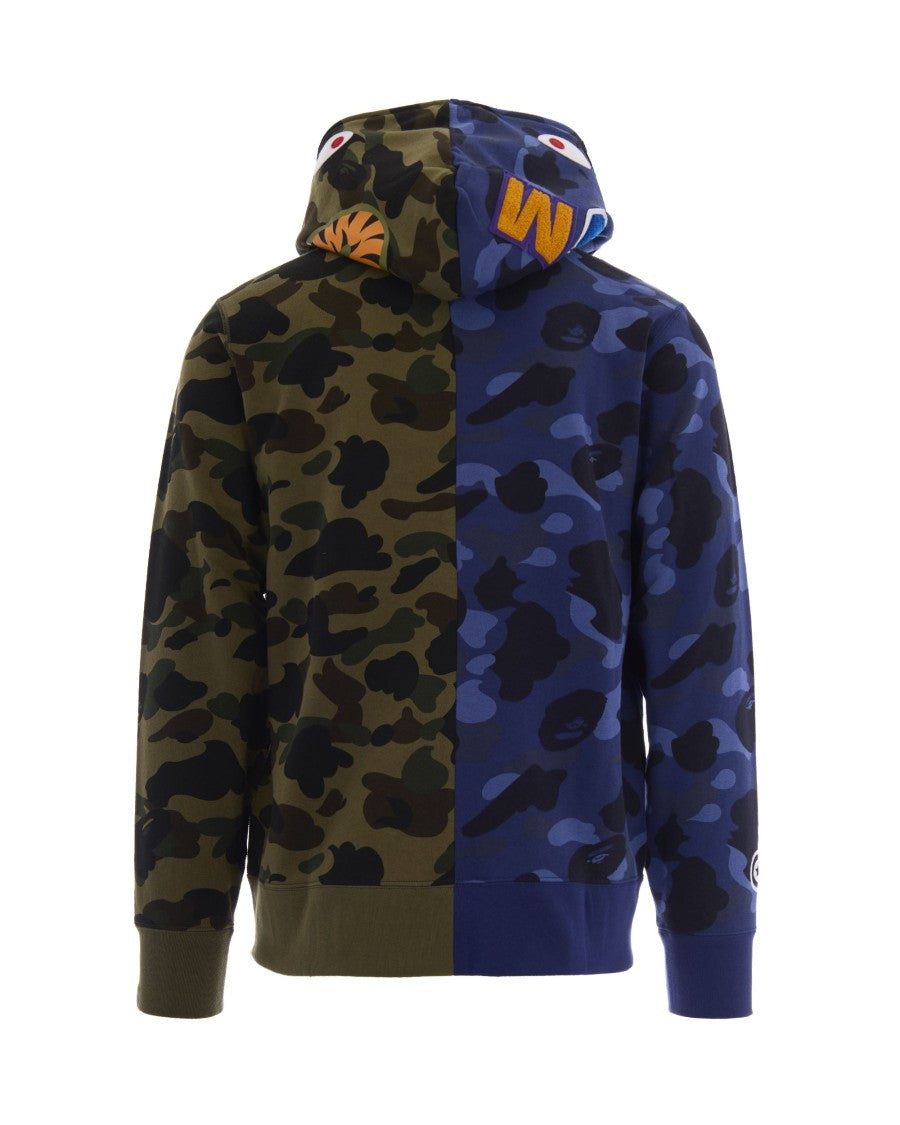 A Bathing Ape Split Camo Graphic Zip-Up Hoodie