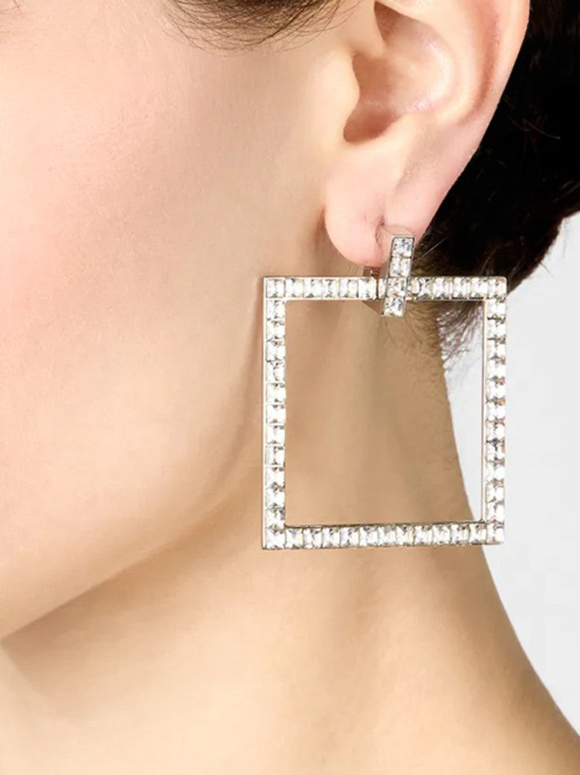 Roger Vivier Square-Shaped Silver Earrings