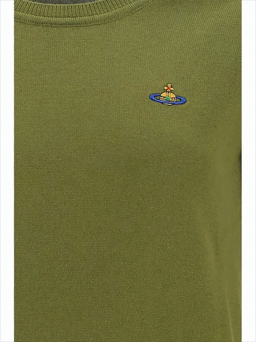 Vivienne Westwood Cropped Knit Sweater With Embroidered Emblem