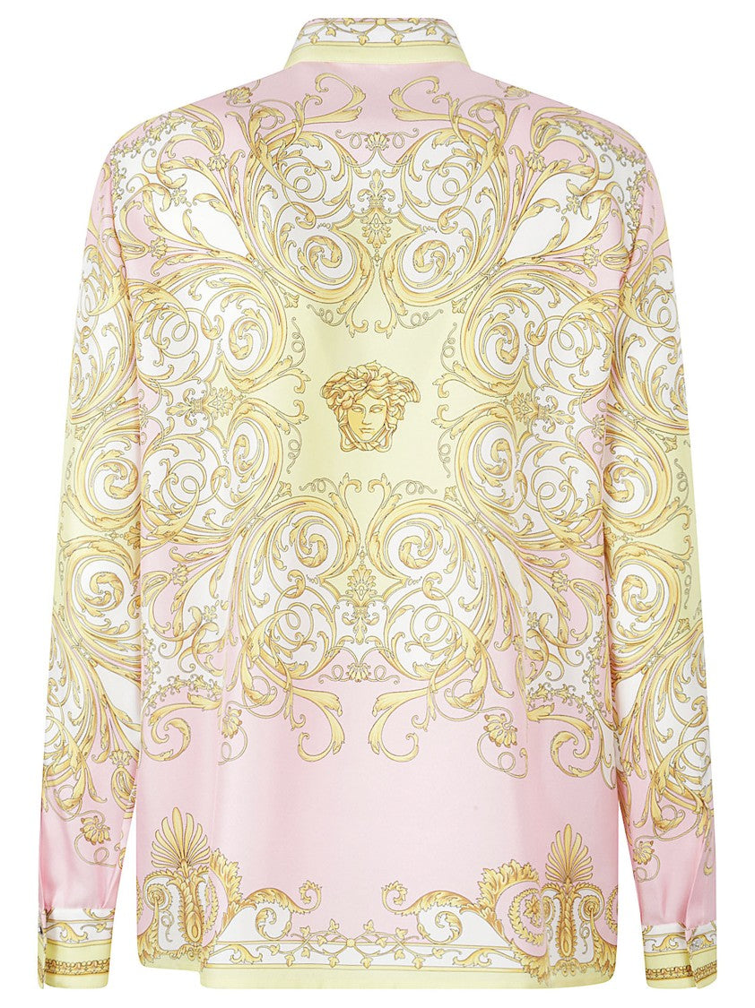 Versace Silk Twill Shirt With Spring Barocco Print