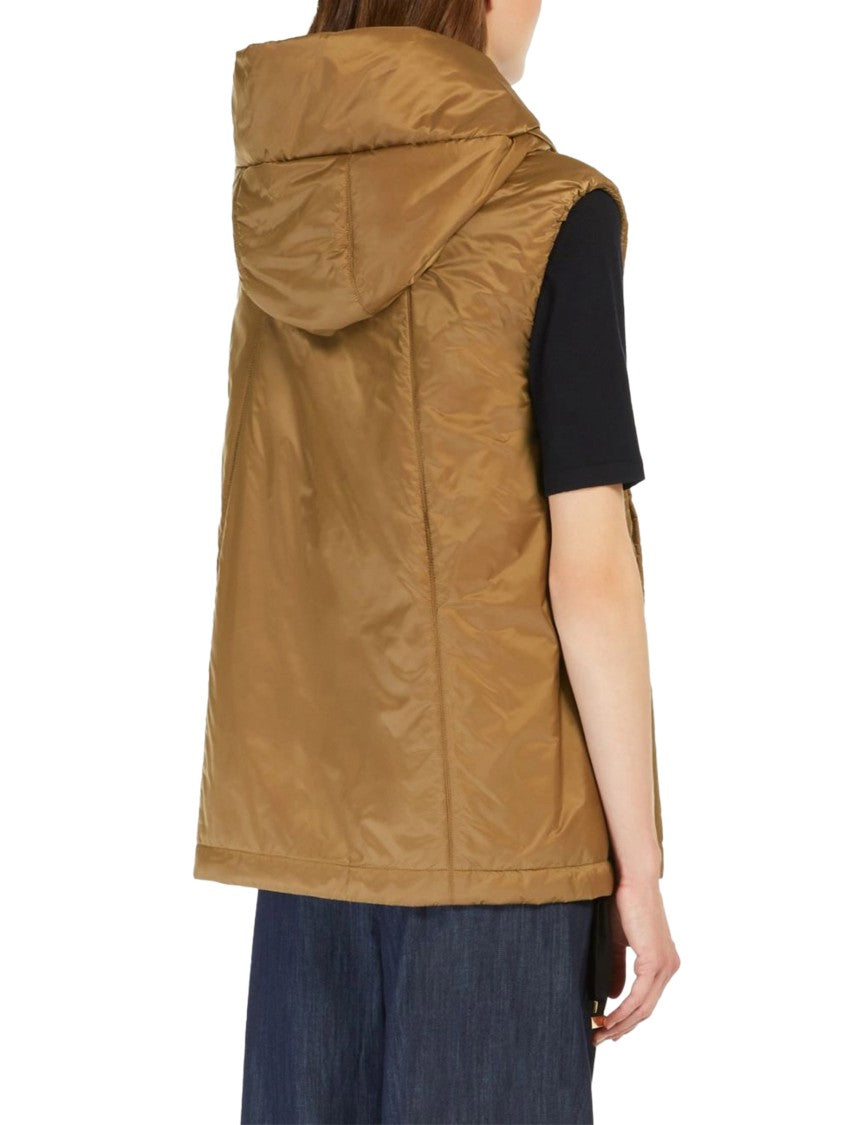 Max Mara Sleeveless Padded Jacket With Shiny Finish And Adjustable Hem