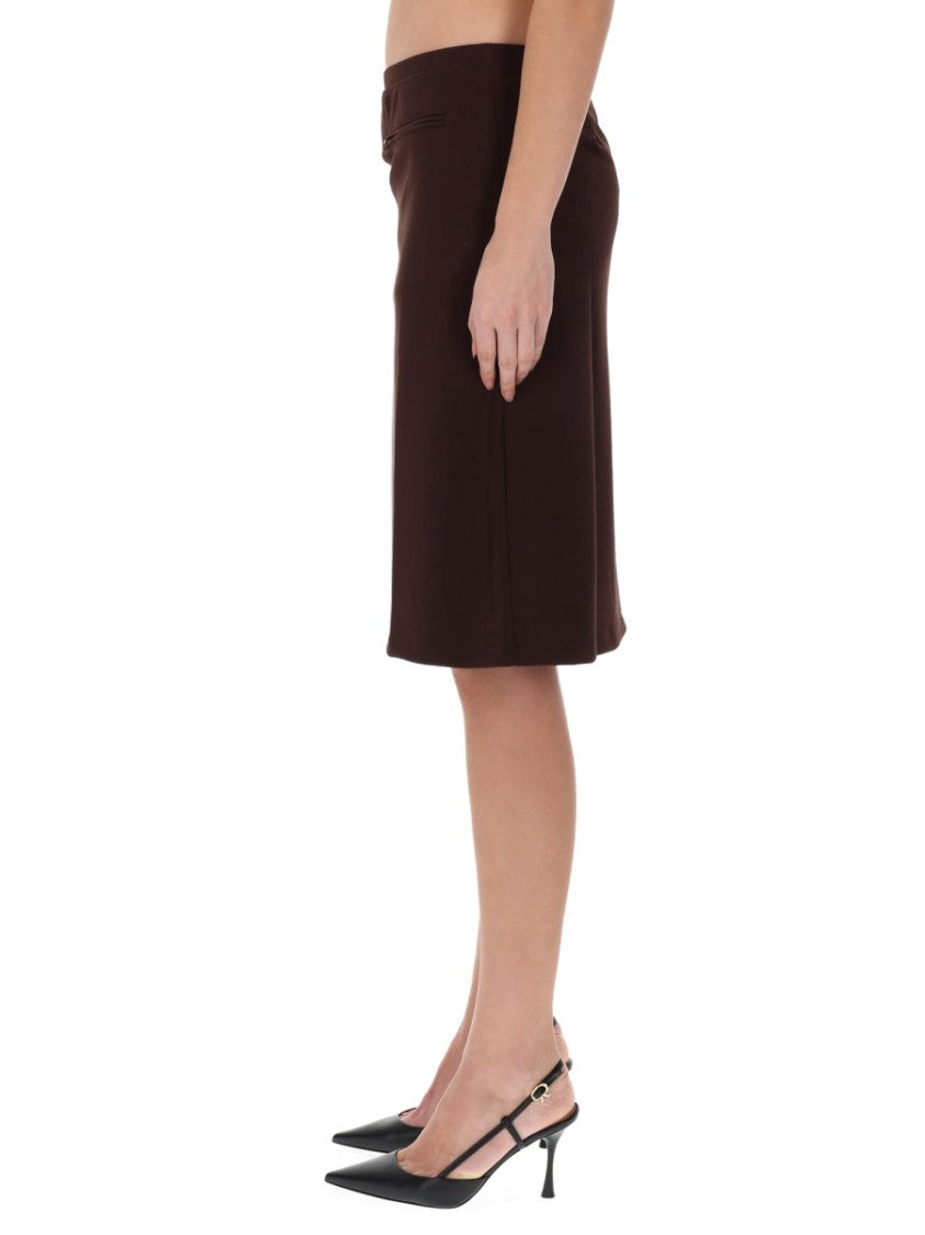 Courrèges Deep Brown Logo Waistband Skirt