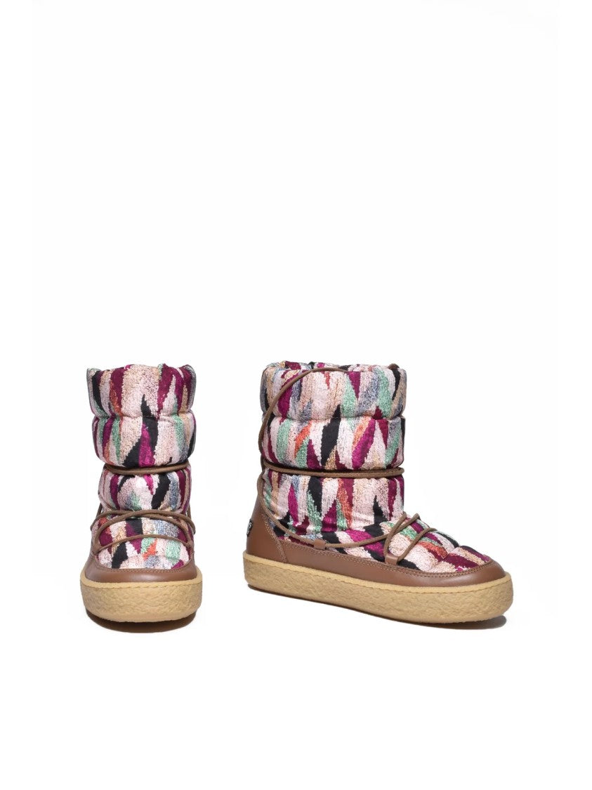 Isabel Marant Beige/Green Nylon Leather Women's Moon Boot