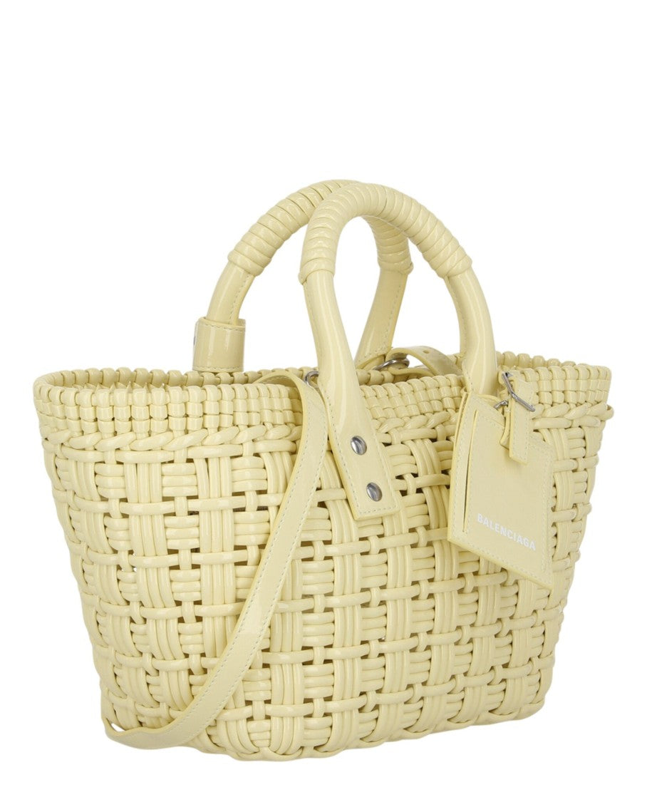 Balenciaga Woven Patent Basket Bag With Adjustable Strap