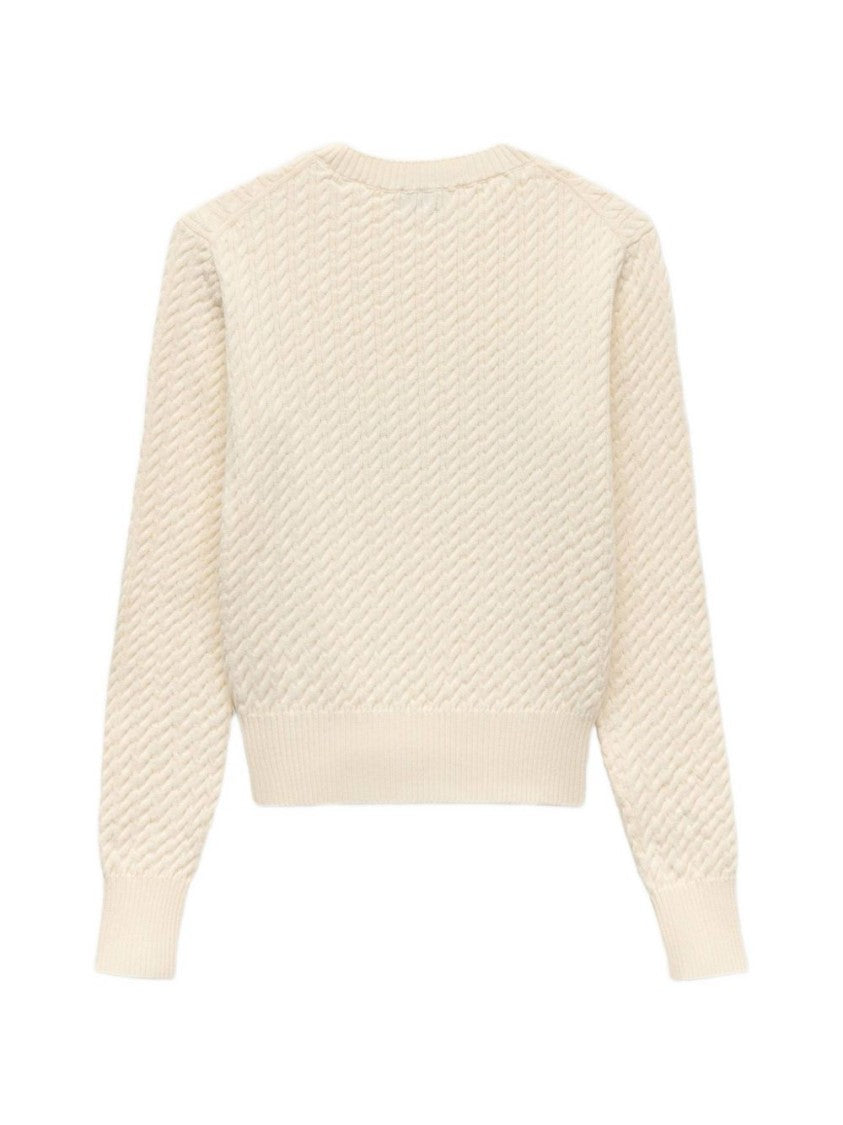 Kenzo Textured Knit Cropped Ribbed Sweater