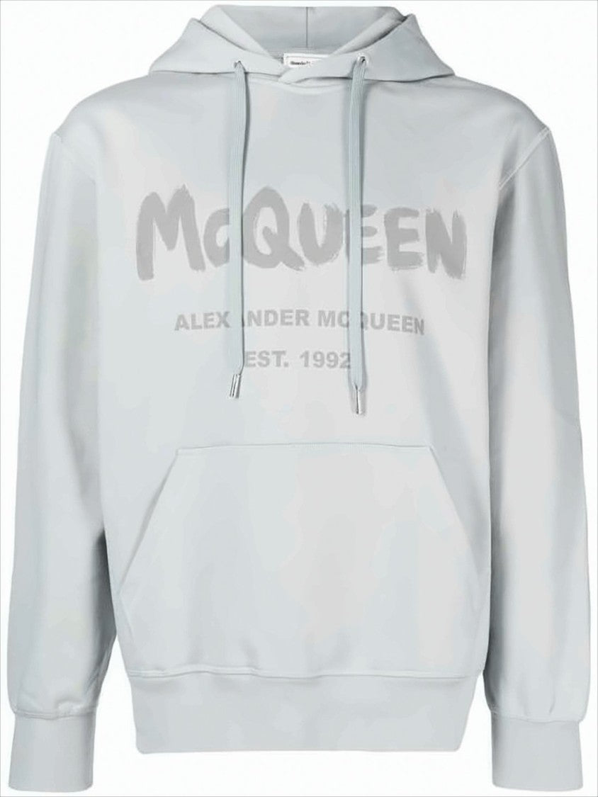 Alexander Mcqueen Relaxed Fit Cotton Hoodie With Bold Logo Detail