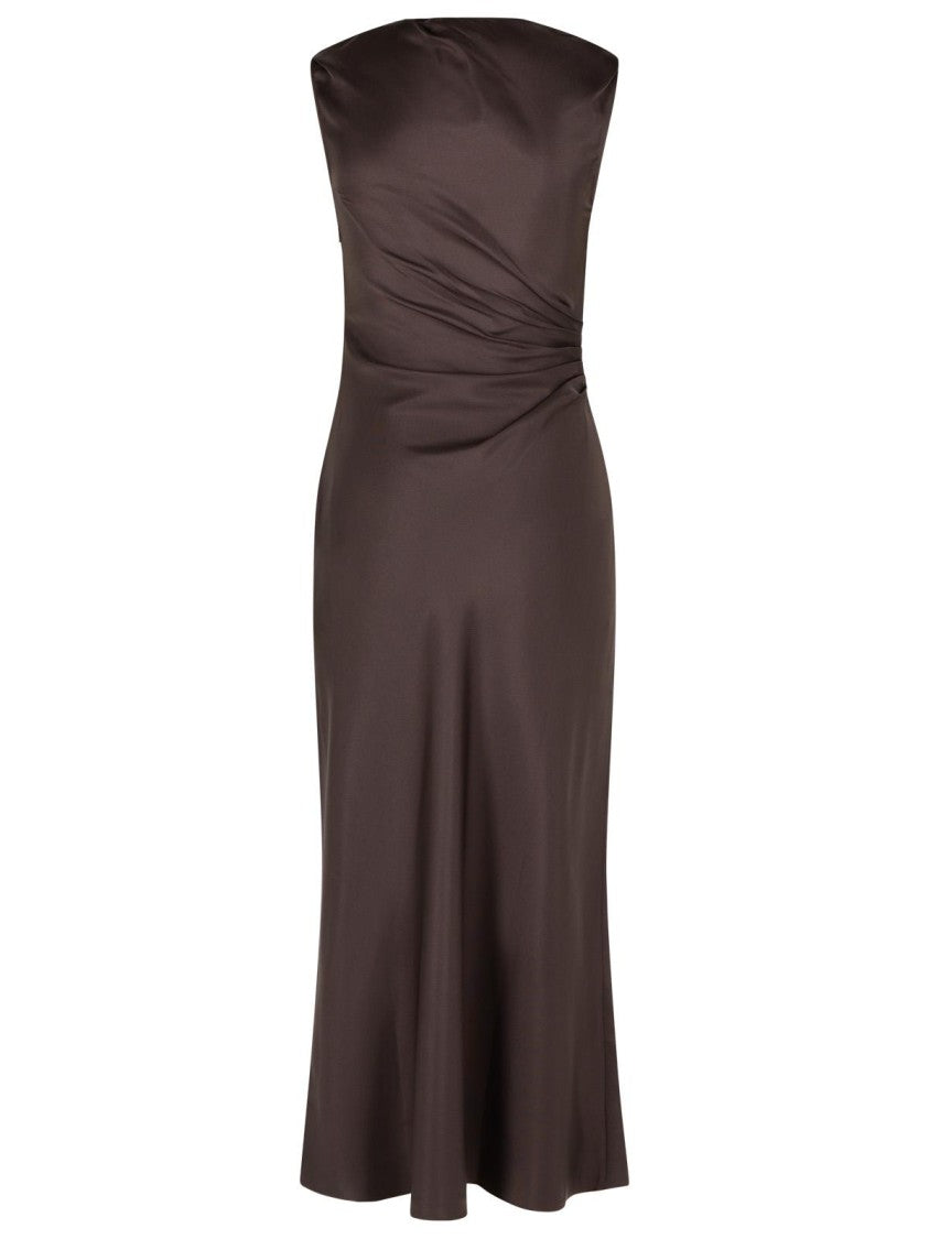 Loulou Studio Draped Brown Silk 'Roan' Dress