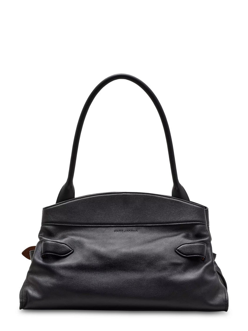 Marc Jacobs Structured Black Leather Satchel With Decorative Buckle