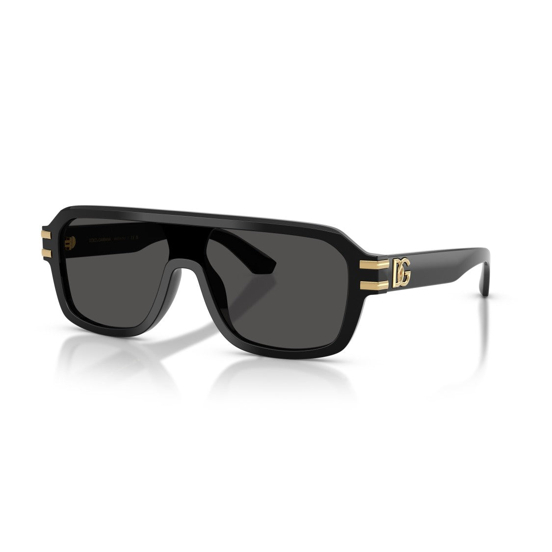Dolce & Gabbana 0Dg4507 Rectangular Black Acetate Sunglasses With Gold Accents
