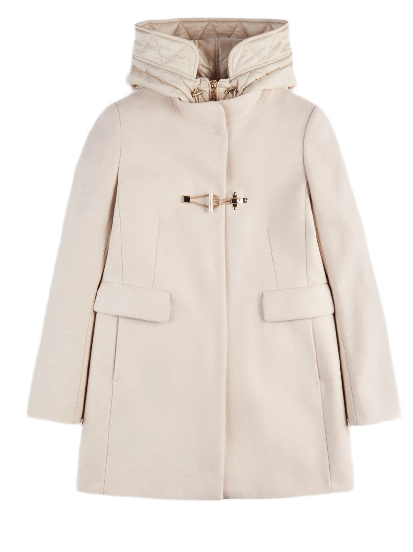 Fay Ivory Short Coat With Tailored Silhouette And Minimalist Design