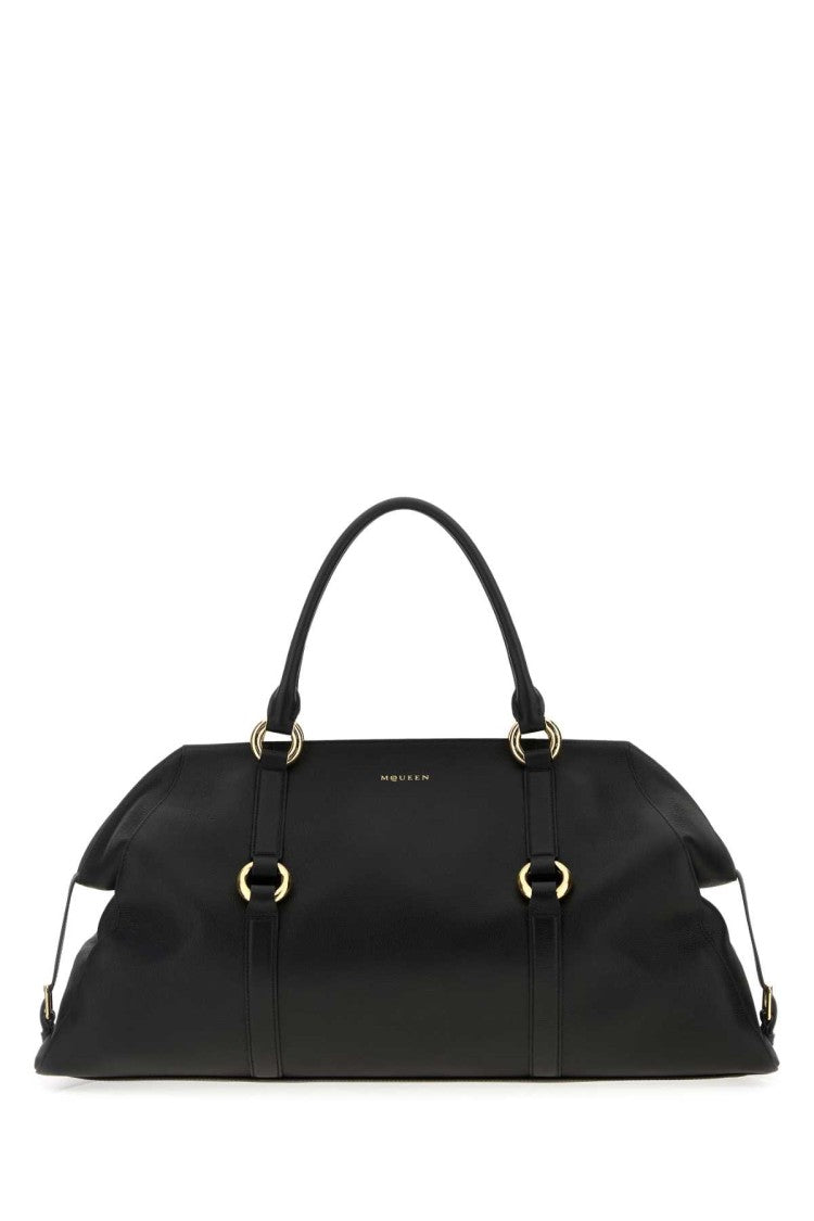 Alexander Mcqueen Black Leather Farringdon Maxi Handbag