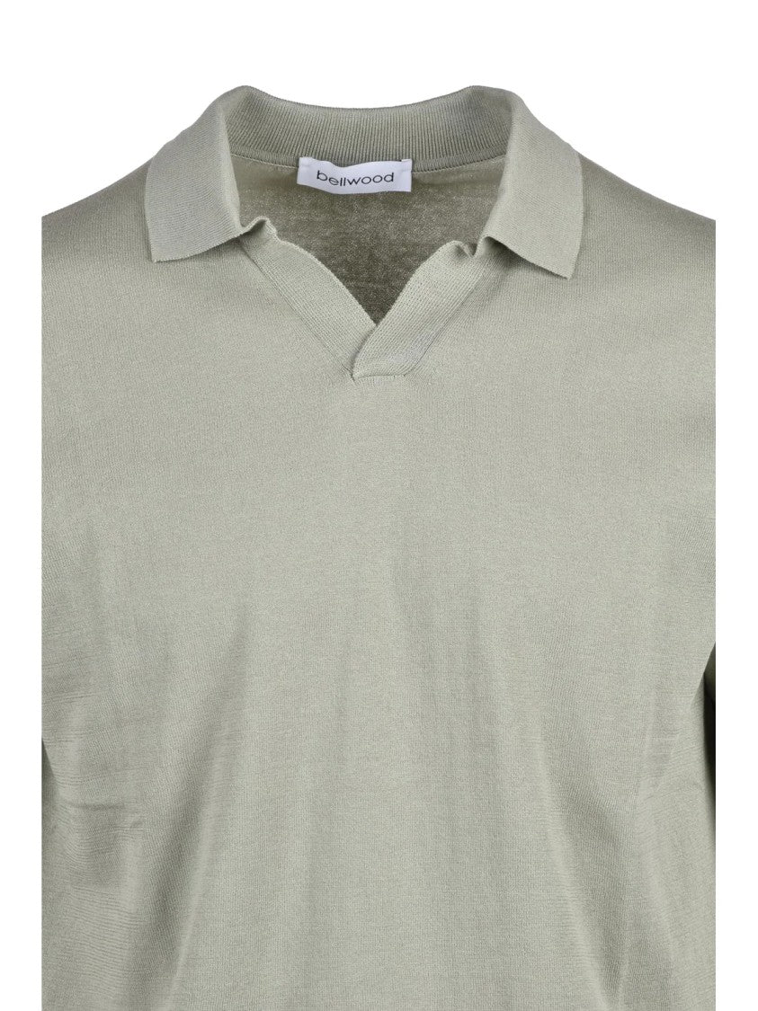 Bellwood Sage Green Relaxed Fit Brushed Cotton Knit Polo Shirt