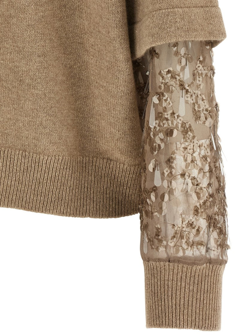 Brunello Cucinelli Sequin Sleeve Sweater