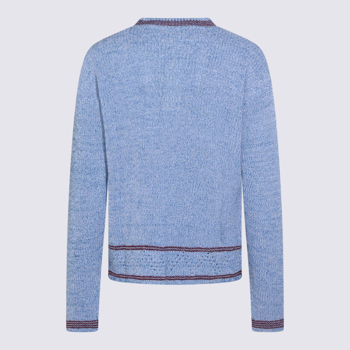 Marni Light Blue Textured Knit Sweater With Contrasting Trim