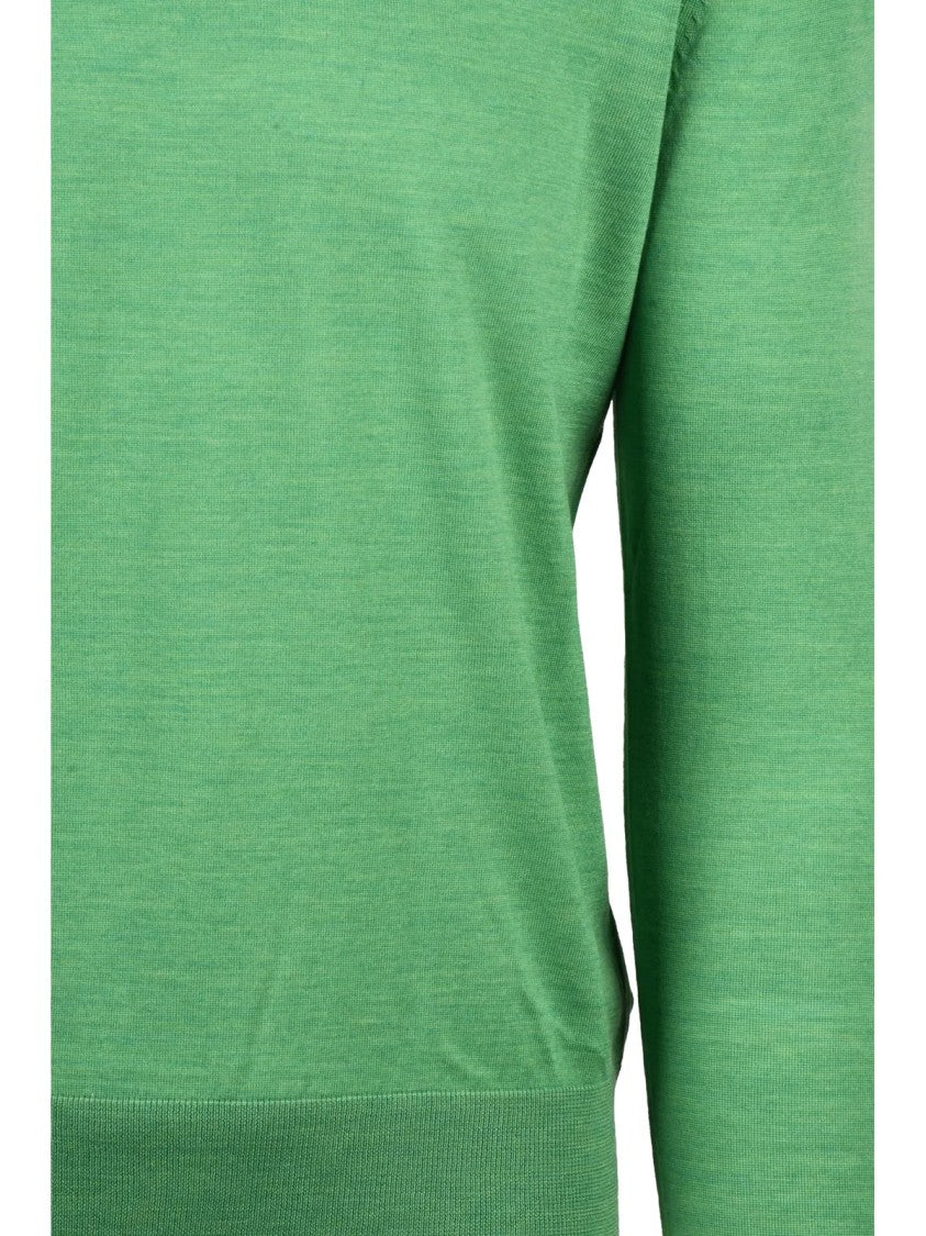 Ballantyne Crew Neck Knit Sweater In Soft Green Wool