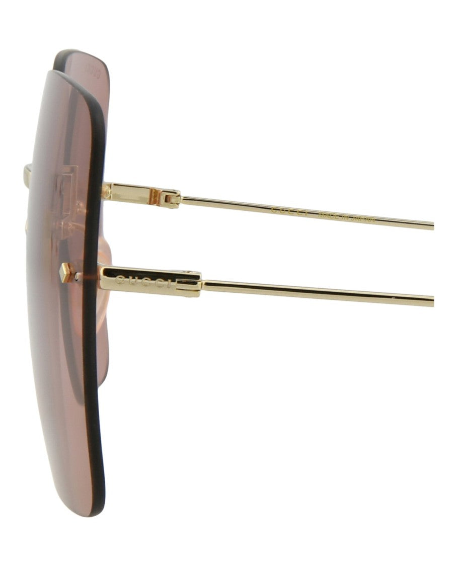 Gucci Square-Frame Gold Metal Sunglasses With Removable Logo Danglers