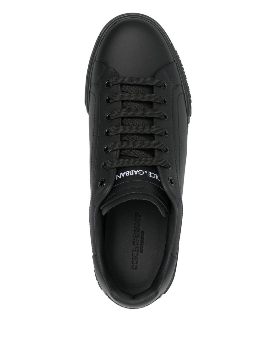 Dolce & Gabbana Portofino Light Sneakers In Smooth Black Leather