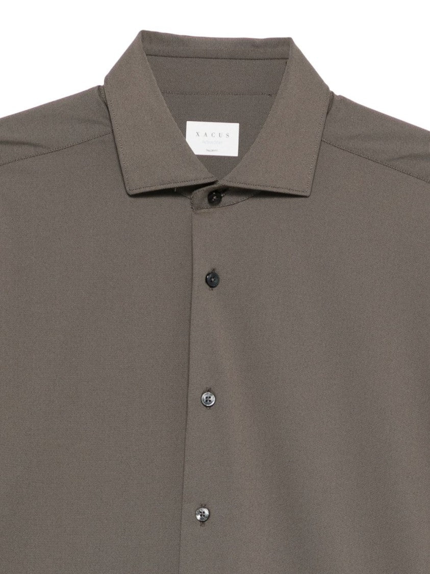 Xacus Brown Tailored Casual Shirt With Classic Collar