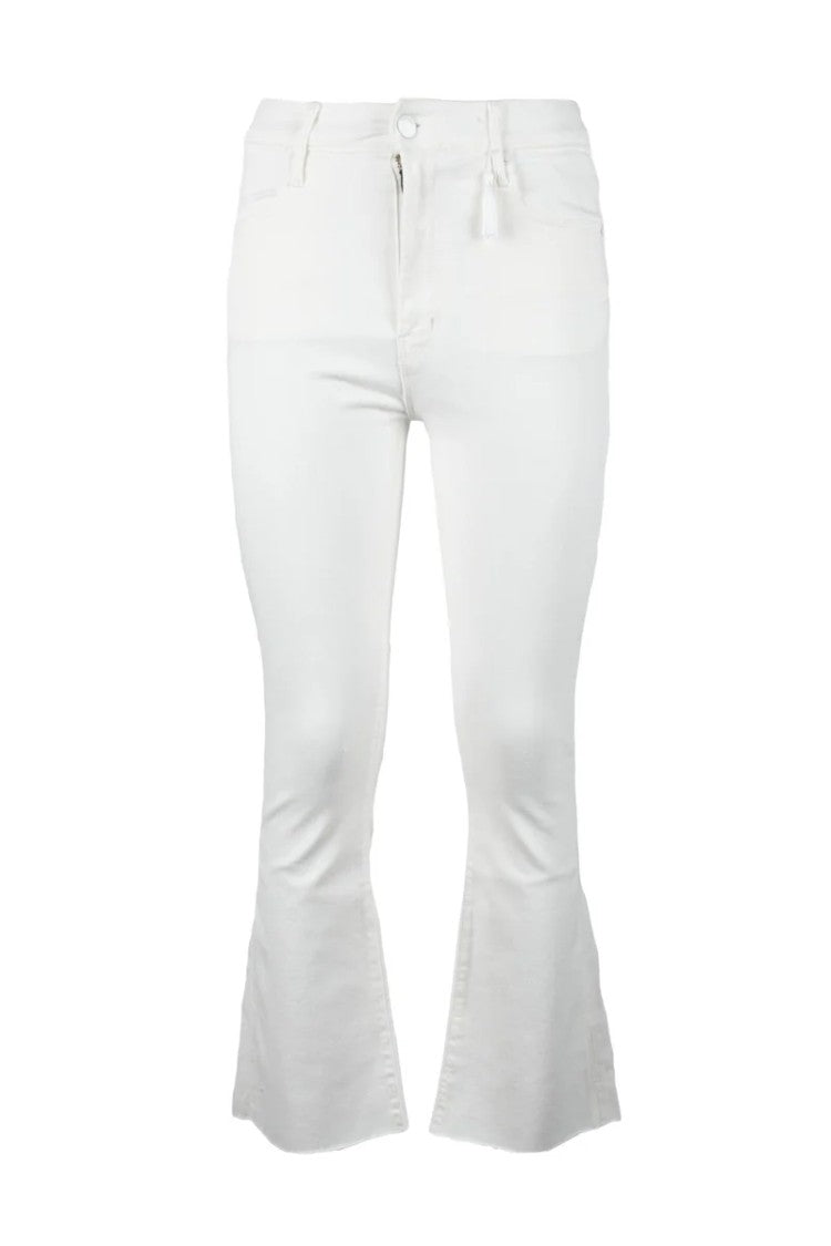 Cycle White Cropped Flared Stretch Jeans