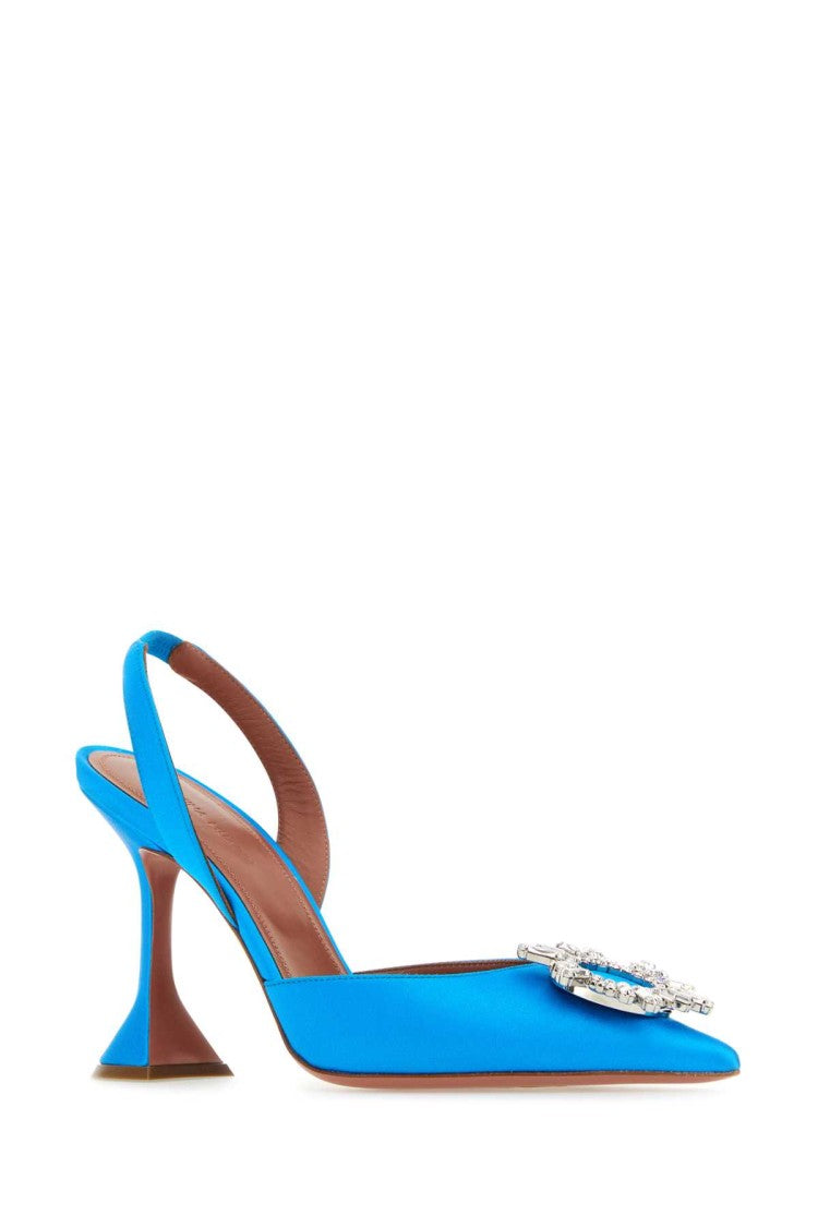 Amina Muaddi Turquoise Satin Begum Pumps